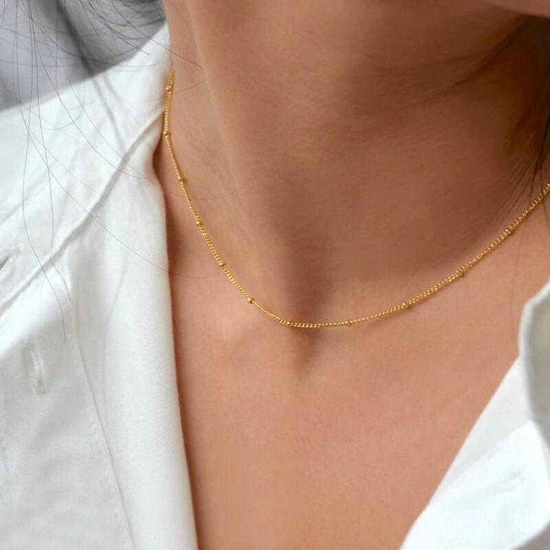 Collana Dorata Sottile a Pallini, Minimalista da Donna-Modaso