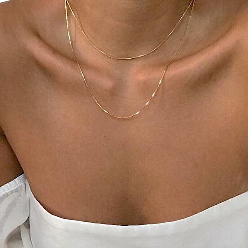 Collana a Catena Minimalista da Donna Oro e Argento-Modaso