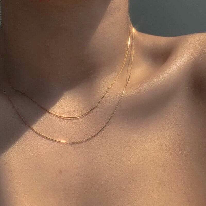 Collana a Catena Minimalista da Donna Oro e Argento-Modaso