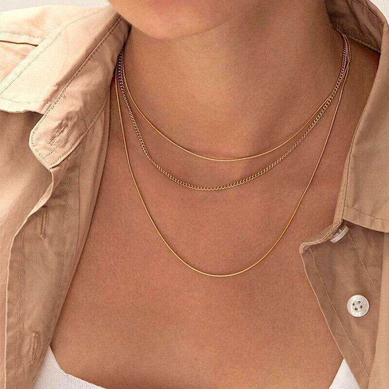 Collana a Catena Minimalista da Donna Oro e Argento-Oro-39cm-Modaso