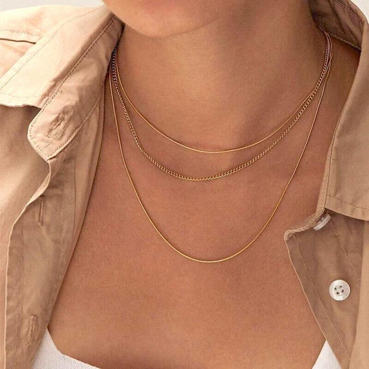 Collana a Catena Minimalista da Donna Oro e Argento-Oro-39cm-Modaso