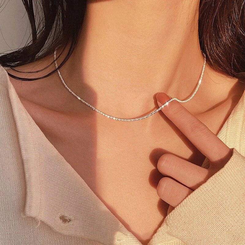 Collana a Catena Scintillante Stardust, Argento e Oro-Modaso
