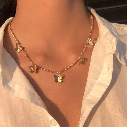 Collana con Pendente a Farfalla Dorata da Donna-Multi Farfalle-Modaso