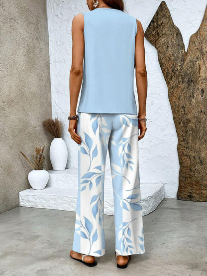 Completo Coordinato, Pantaloni Palazzo e Top da Donna, Estivo-Modaso