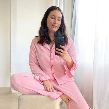 Completo Pigiama Rosa da Donna, Maniche Lunghe-Modaso