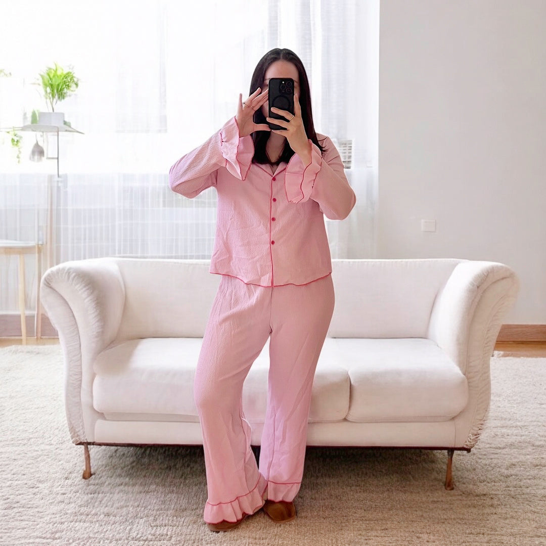 Completo Pigiama Rosa da Donna, Maniche Lunghe-S-Modaso
