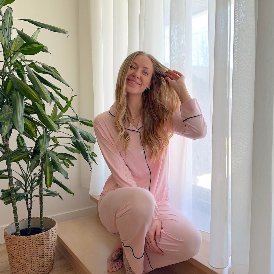 Completo Pigiama a Maniche Lunghe da Donna-Rosa-M-Modaso
