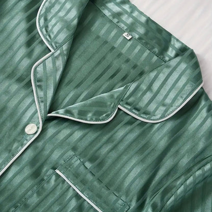 Completo Pigiama in Raso a Righe da Donna-Modaso