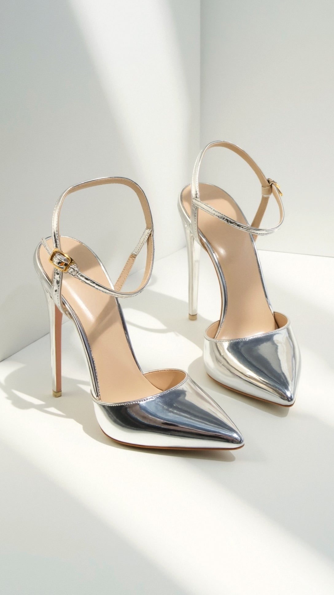 Décolleté Metallizzate Donna, Scarpe con Cinturino e Punta-Modaso