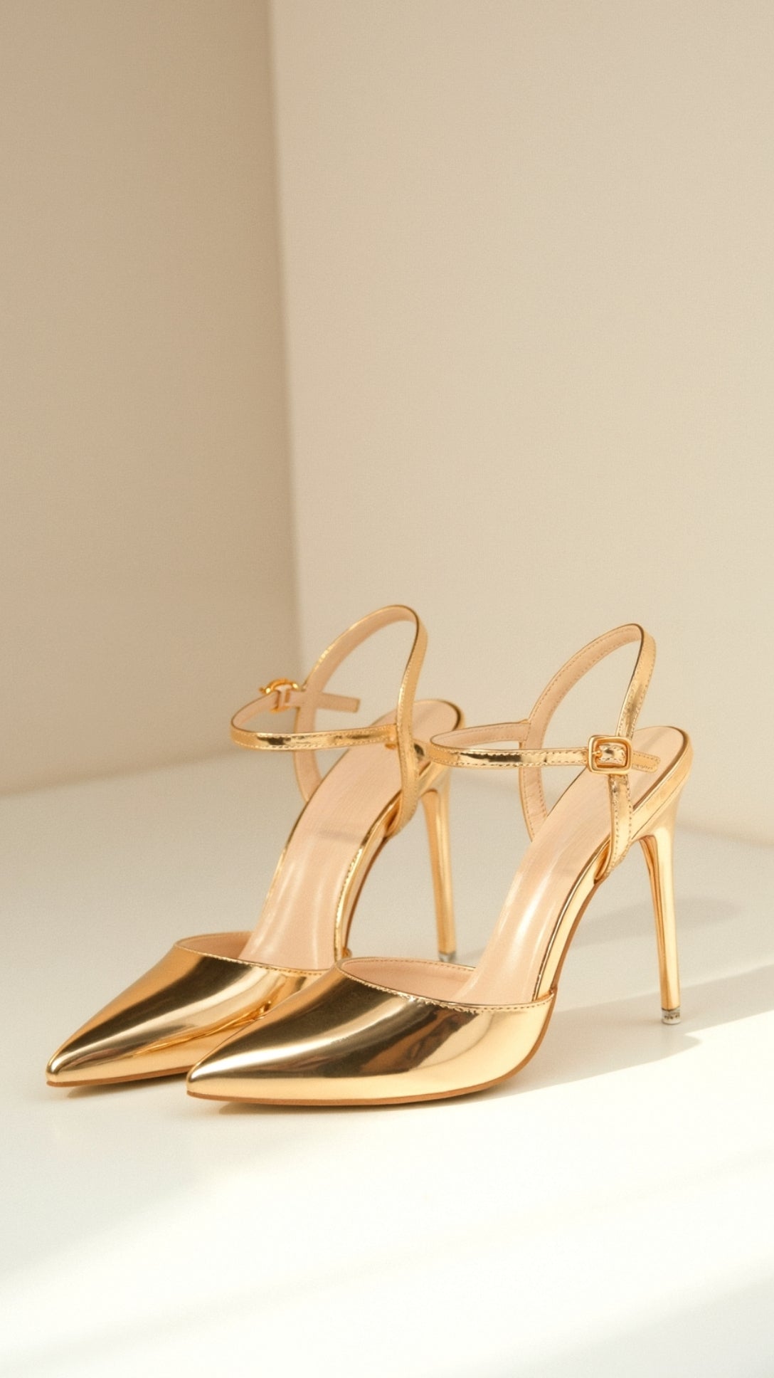 Décolleté Metallizzate Donna, Scarpe con Cinturino e Punta-Modaso