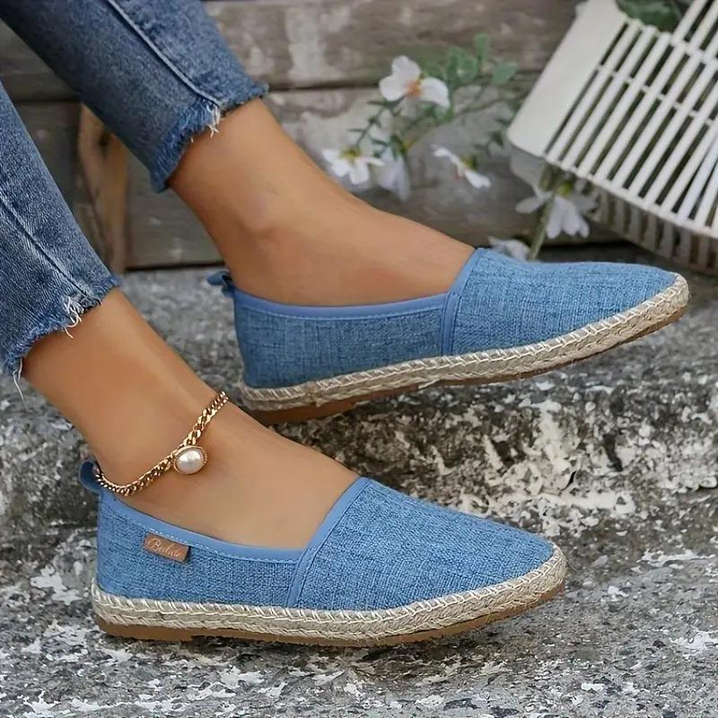 Espadrilles, piatto, leggero, scarpe in tela, scarpe estive-Azzurro-36-Modaso