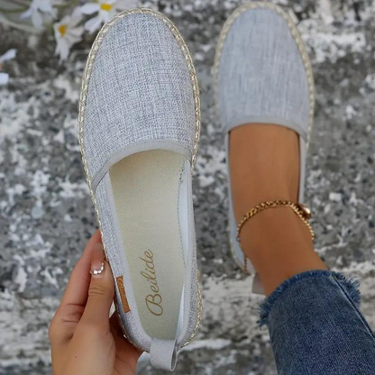 Espadrilles, piatto, leggero, scarpe in tela, scarpe estive-Grigio-36-Modaso