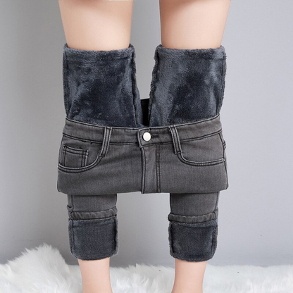 Felicity Thermal Jeans | Jeans skinny elasticizzati da donna foderati in pile-Grigio-25-Modasso