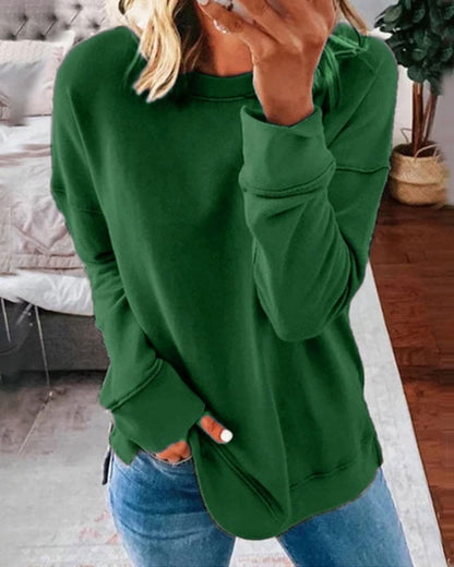 Felpa, Pullover Casual Tinta Unita da Donna-Modaso