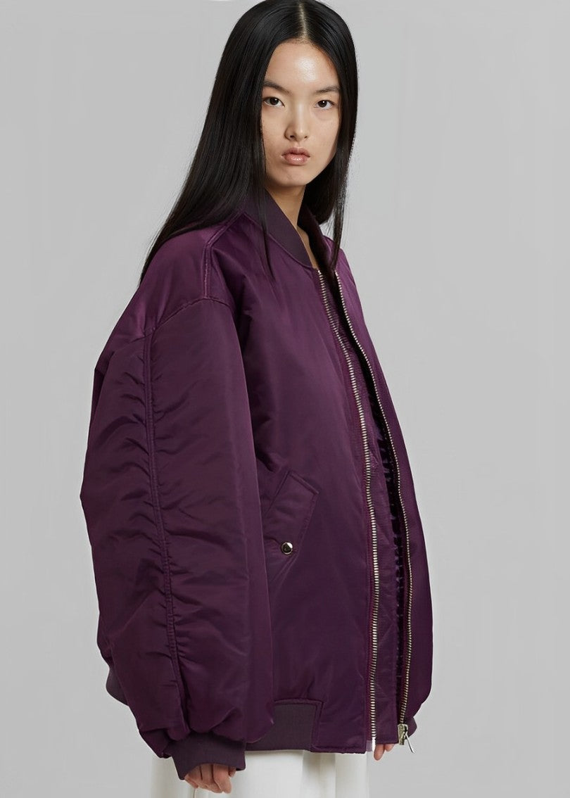 Giacca Oversize Imbottita, Calda, Bomber Invernale-Viola-XS-Modaso