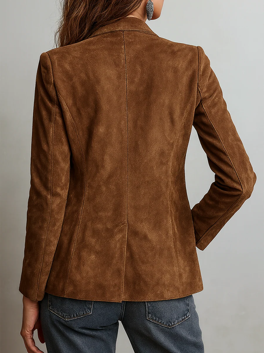 Giacca Scamosciata da Donna, Marrone, Stile Vintage-Modaso