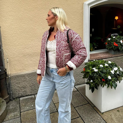 Giacca Trapuntata, Giacca a Fiori Oversize da Donna-Modaso