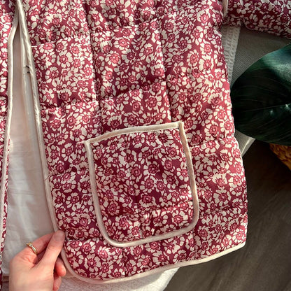 Giacca Trapuntata, Giacca a Fiori Oversize da Donna-Modaso