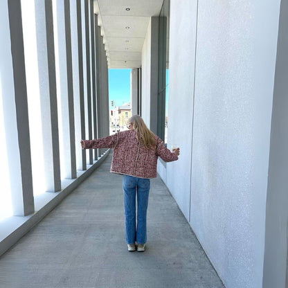 Giacca Trapuntata, Giacca a Fiori Oversize da Donna-Modaso