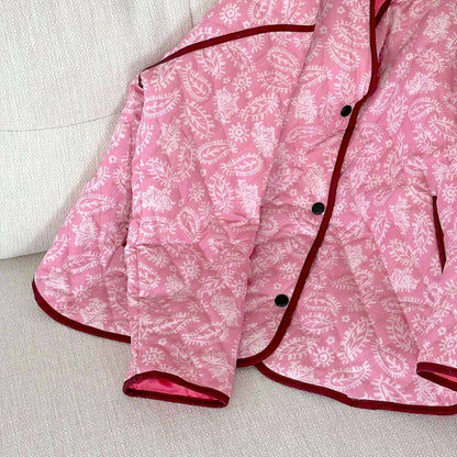 Giacca Trapuntata Rosa a Fiori da Donna, Oversize-Modaso