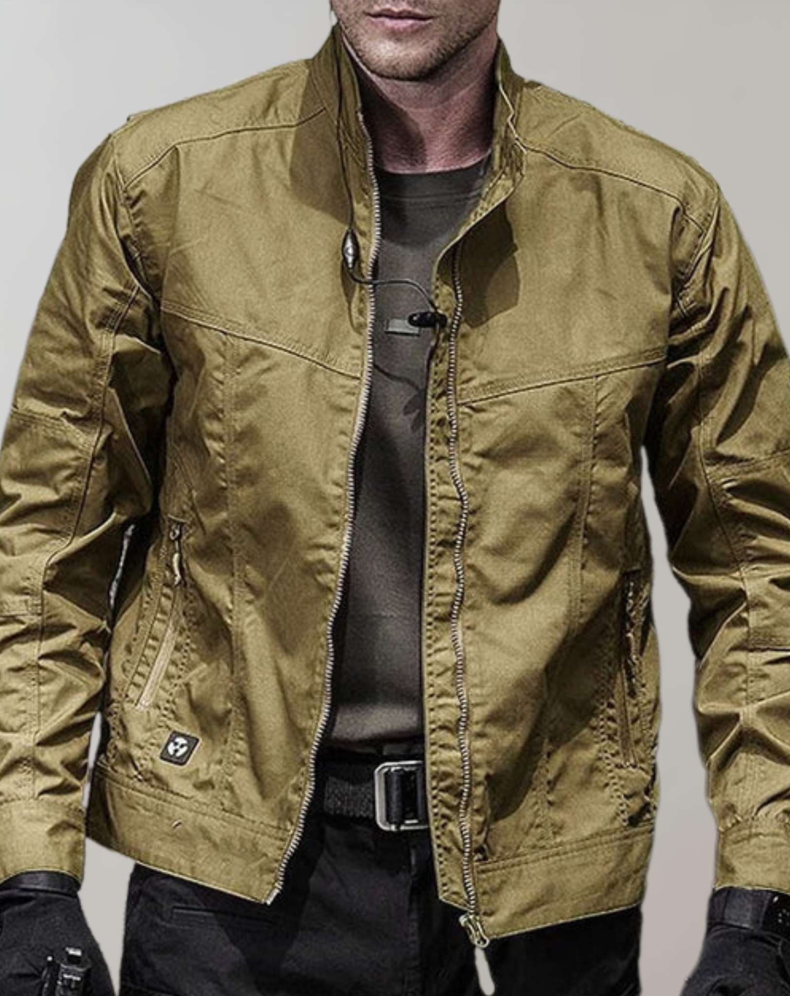 Giacca da uomo - Giacca estiva leggera verde con cerniera-Modasso