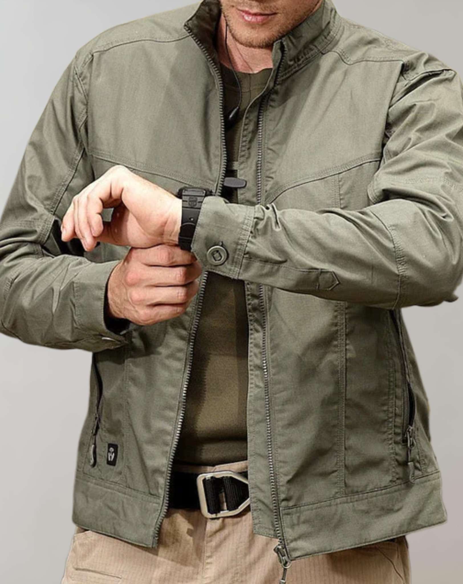 Giacca da uomo - Giacca estiva leggera verde con cerniera-Verde militare-M-Modasso