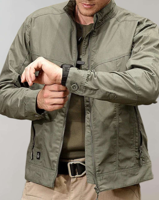 Giacca da uomo - Giacca estiva leggera verde con cerniera-Verde militare-M-Modasso