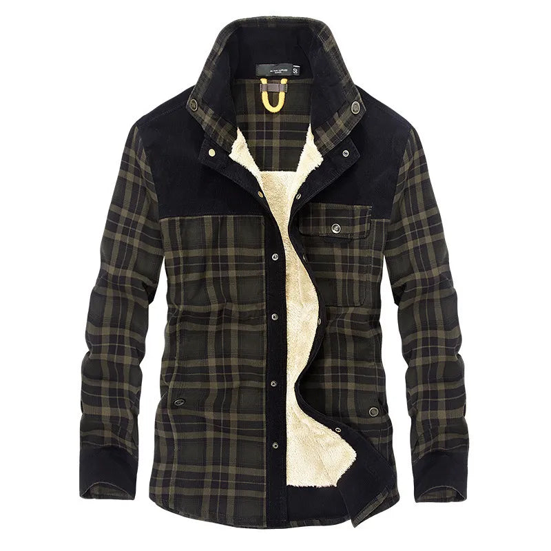 Giacca da uomo - Plaid - Button-Up - Giacca foderata in pile | Giacca camicia-Nero-S-Modasso