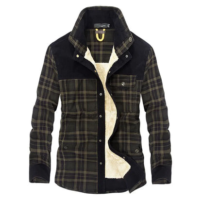 Giacca da uomo - Plaid - Button-Up - Giacca foderata in pile | Giacca camicia-Nero-S-Modasso