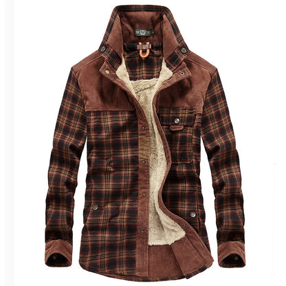 Giacca da uomo - Plaid - Button-Up - Giacca foderata in pile | Giacca camicia-Rosso-S-Modasso