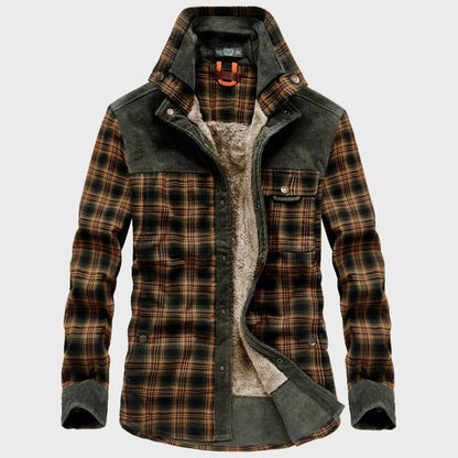 Giacca da uomo - Plaid - Button-Up - Giacca foderata in pile | Giacca camicia-Verde-S-Modasso