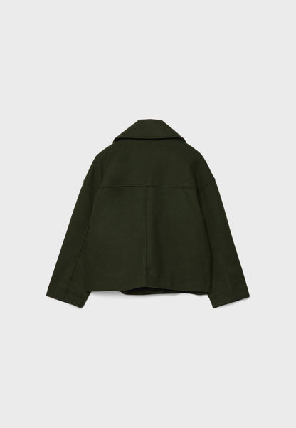 Giacca in misto lana - Oversize - Doppiopetto - Giacca corta in lana - Cappotto in lana da donna-Modasso
