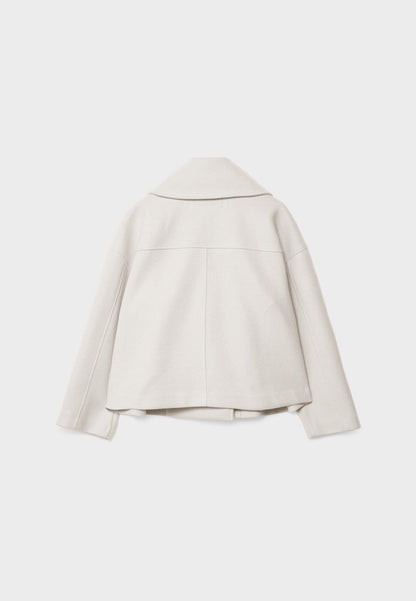 Giacca in misto lana - Oversize - Doppiopetto - Giacca corta in lana - Cappotto in lana da donna-Modasso