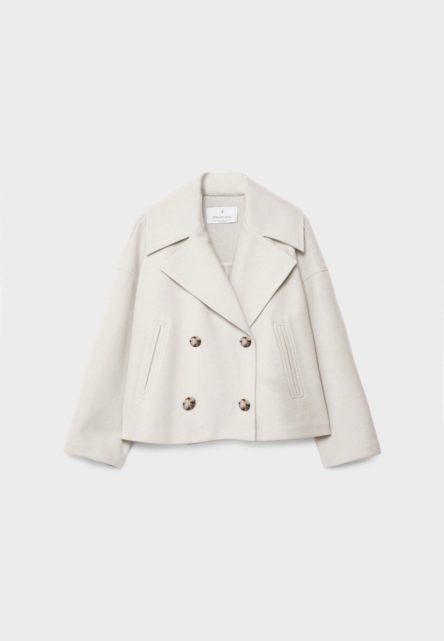 Giacca in misto lana - Oversize - Doppiopetto - Giacca corta in lana - Cappotto in lana da donna-Modasso