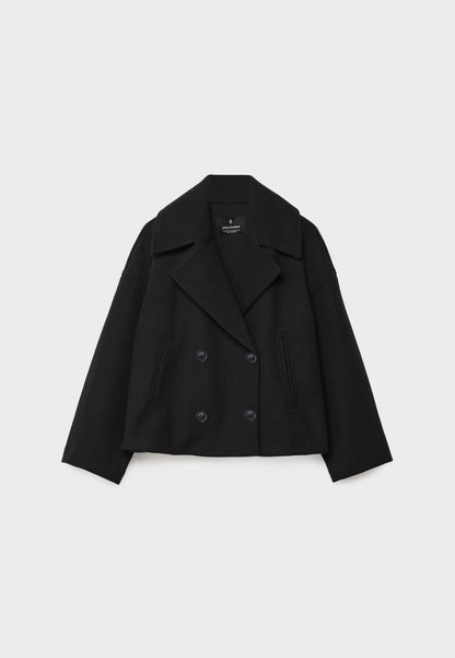 Giacca in misto lana - Oversize - Doppiopetto - Giacca corta in lana - Cappotto in lana da donna-Modasso