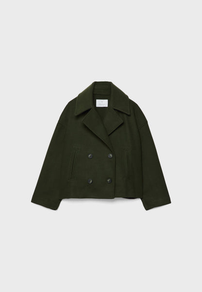Giacca in misto lana - Oversize - Doppiopetto - Giacca corta in lana - Cappotto in lana da donna-Modasso