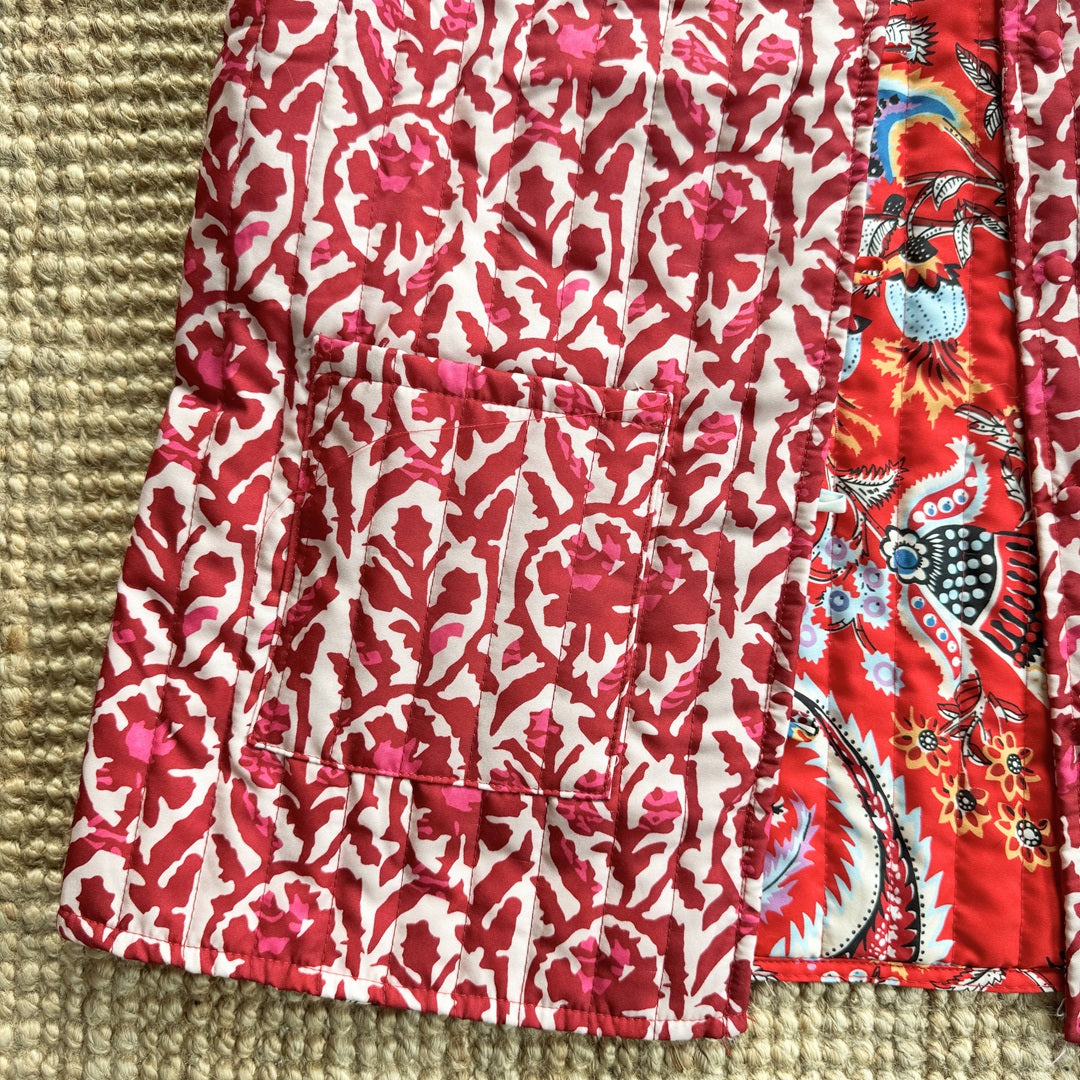 Gilet Trapuntato Reversibile, Donna a Fiori Smanicato-Modaso
