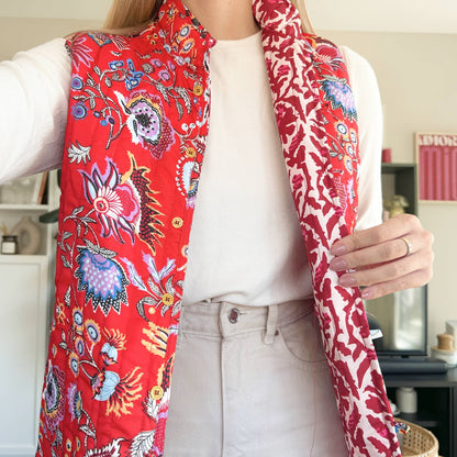 Gilet Trapuntato Reversibile, Donna a Fiori Smanicato-Modaso