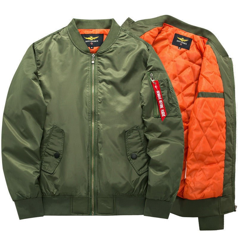Giubbotto Bomber da Uomo, con Zip, Antivento-Verde Militare-XS-Modaso