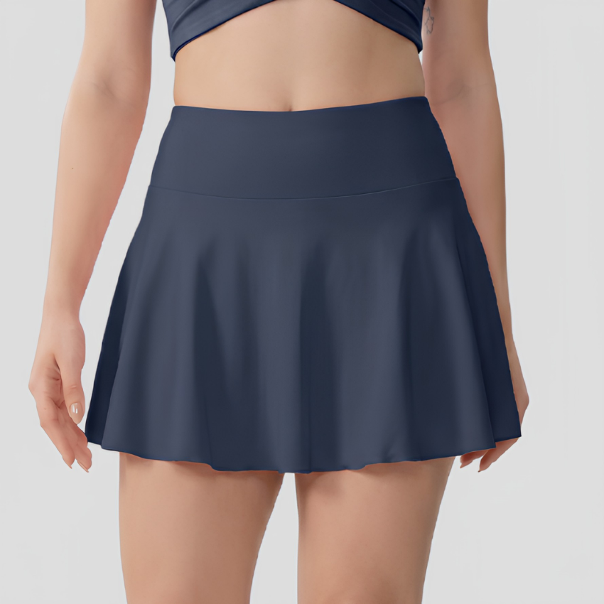 Gonna Pantalone Sportiva Donna, Vita Alta con Pantaloncini-Blu-S-Modaso