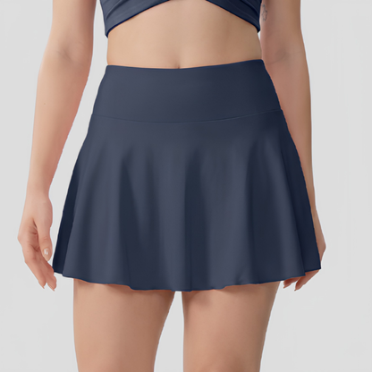 Gonna Pantalone Sportiva Donna, Vita Alta con Pantaloncini-Blu-S-Modaso