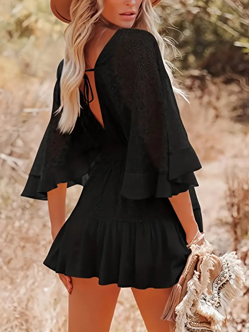 Isabeau Vestito di Pizzo, Abito Mini Boho per l'Estate-Modaso