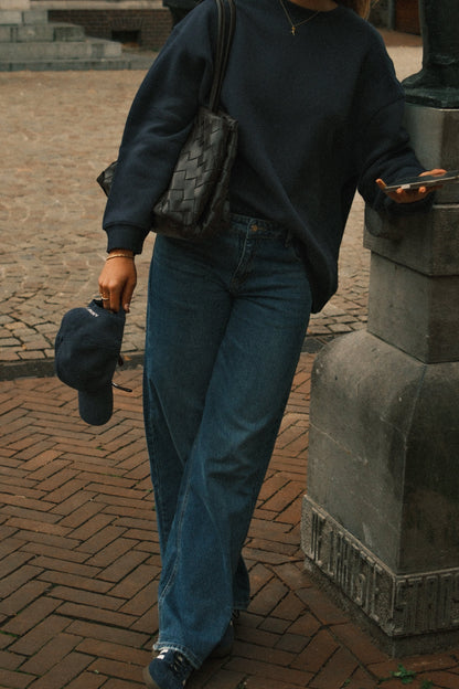 JEANS DONNA A GAMBA LARGA CON VESTIBILITÀ RELAX-Modaso