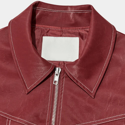 Jacky- Giacca Oversize con Cuciture a Contrasto Rosso-Modaso