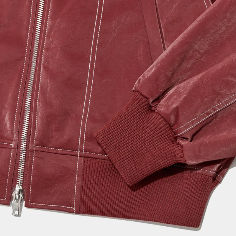 Jacky- Giacca Oversize con Cuciture a Contrasto Rosso-Modaso