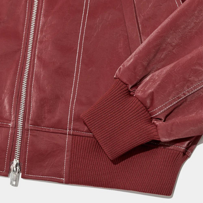 Jacky- Giacca Oversize con Cuciture a Contrasto Rosso-Modaso