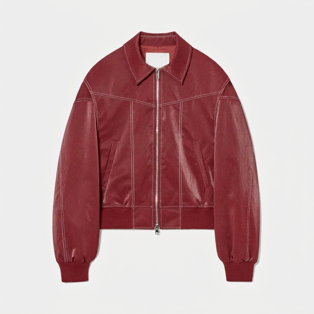 Jacky- Giacca Oversize con Cuciture a Contrasto Rosso-S-Modaso