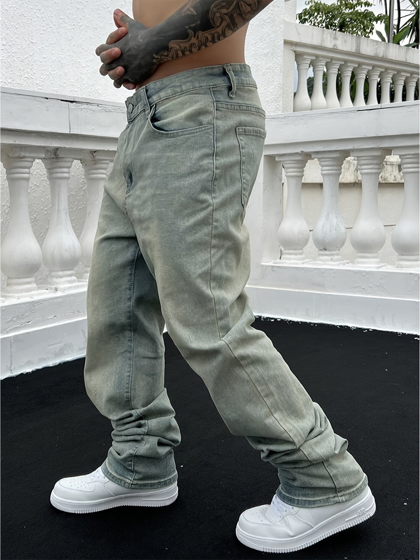 Jeans da Uomo, Baggy, Lavaggio Vintage, Gamba Larga-Modaso