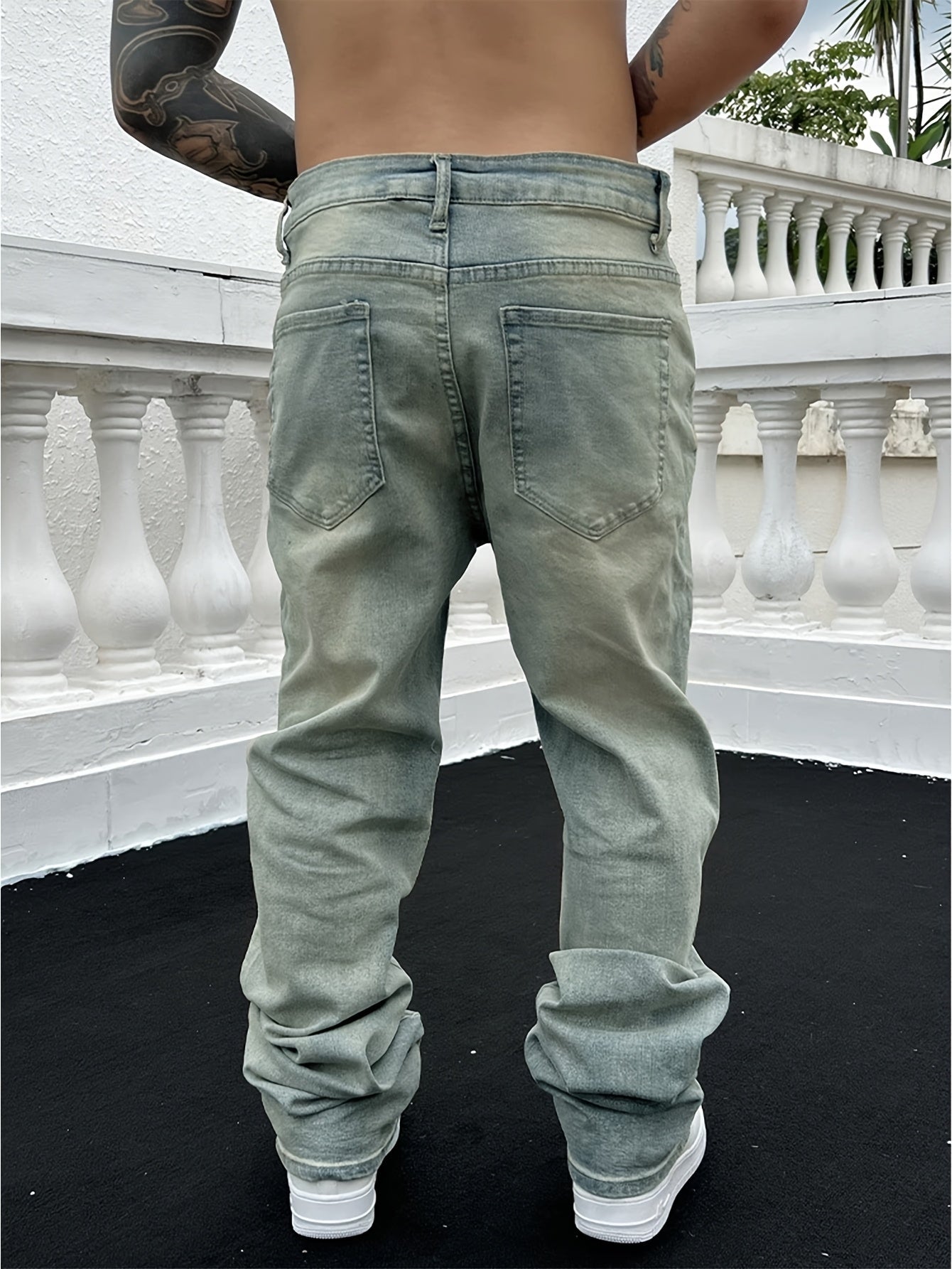 Jeans da Uomo, Baggy, Lavaggio Vintage, Gamba Larga-Modaso