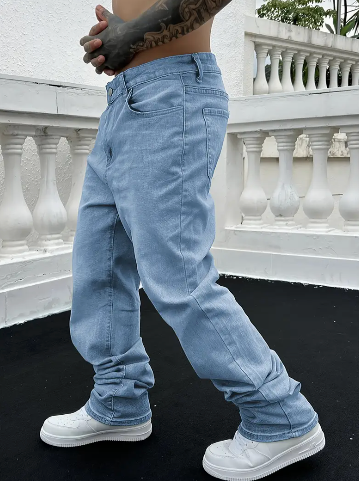 Jeans da Uomo, Baggy, Lavaggio Vintage, Gamba Larga-Modaso